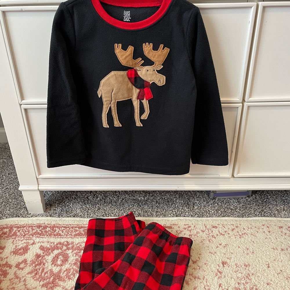 Carter's Black and Red Moose Pajama Set
